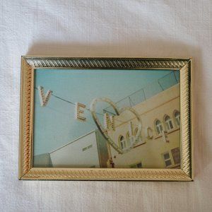 Vintage  Brass 1980's Frame with Film Image of Venice Beach California